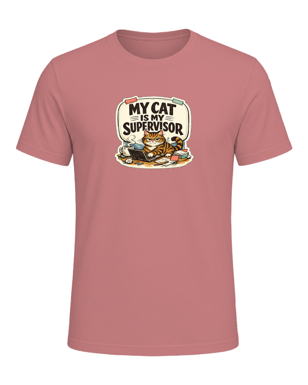 My Cat Is My Supervisor Tee — Heather Mauve