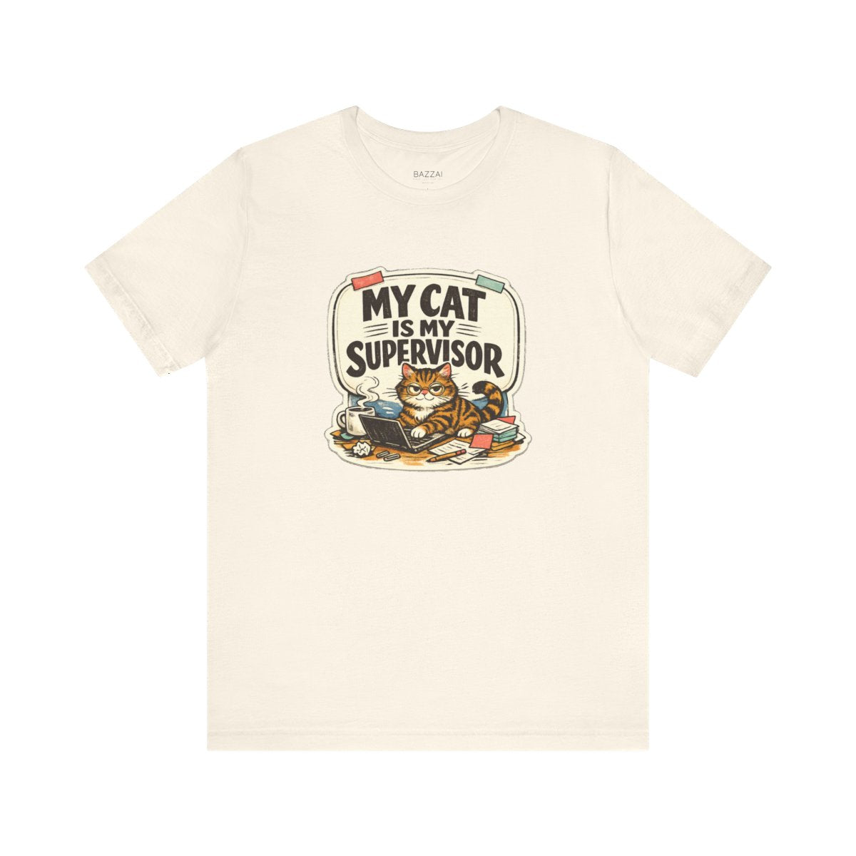 Work from Home Cat T-Shirt — My Cat Is My Supervisor — t-shirt design by Margaux