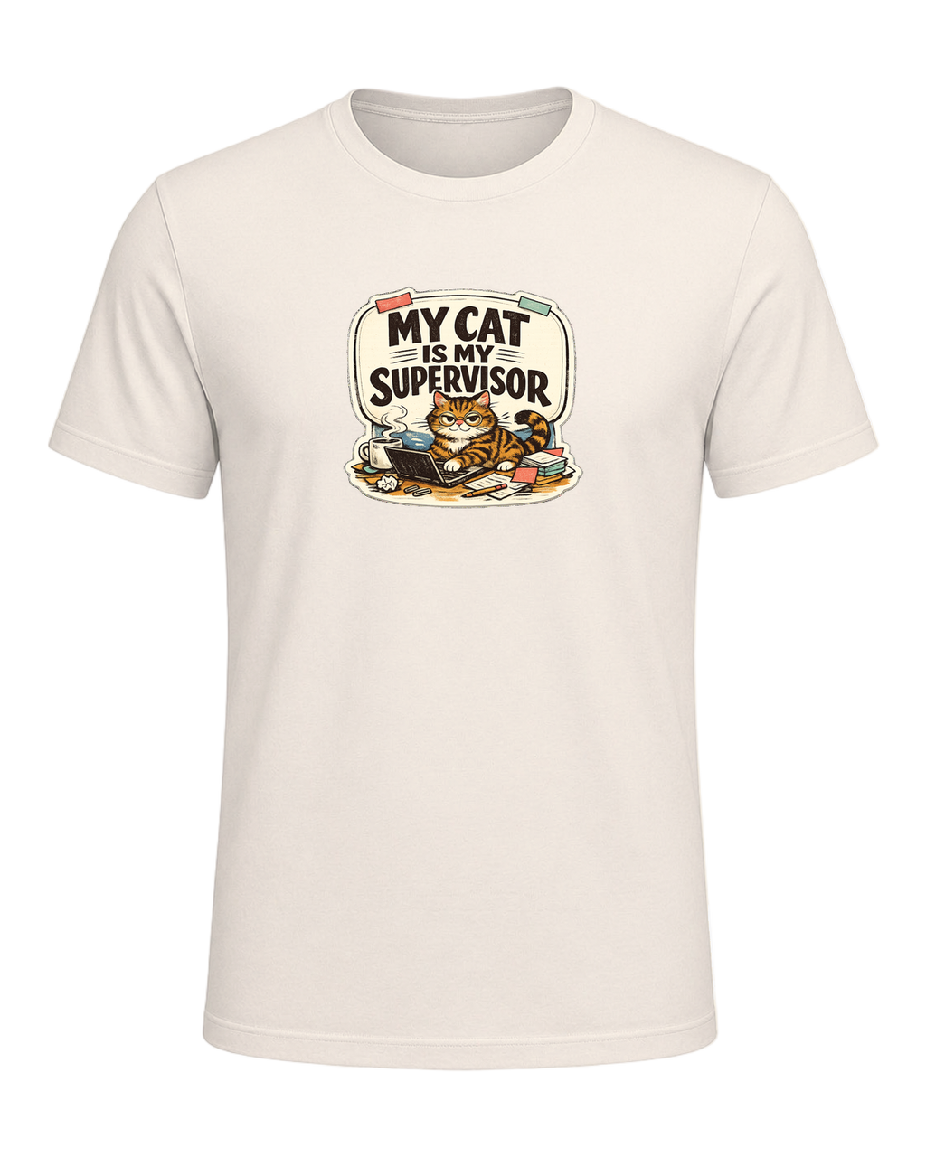 My Cat Is My Supervisor Tee — Natural