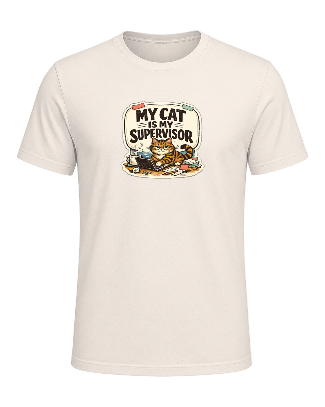 My Cat Is My Supervisor Tee — Natural