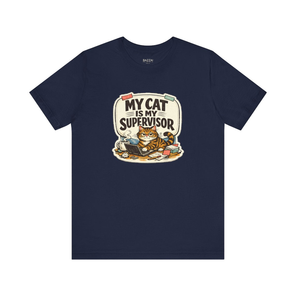 Work from Home Cat T-Shirt — My Cat Is My Supervisor — t-shirt design by Margaux
