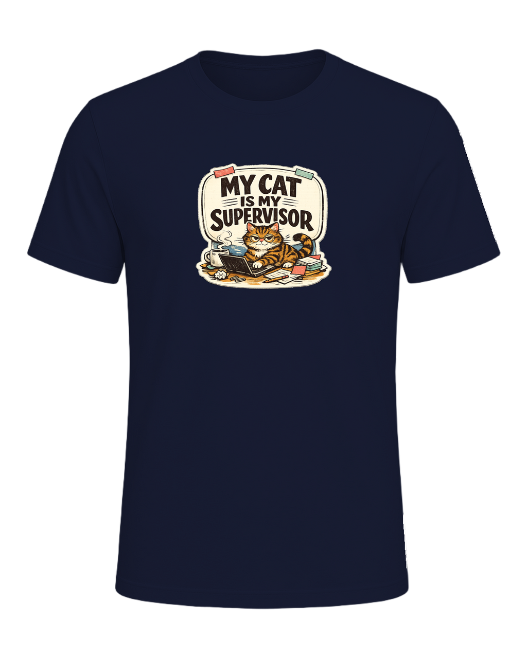 My Cat Is My Supervisor Tee — Navy