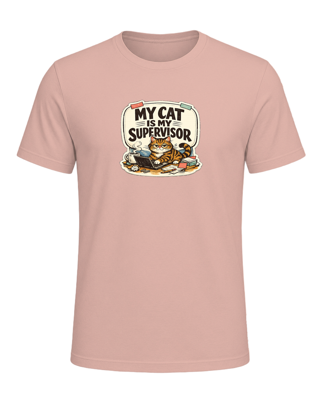 My Cat Is My Supervisor Tee — Peach