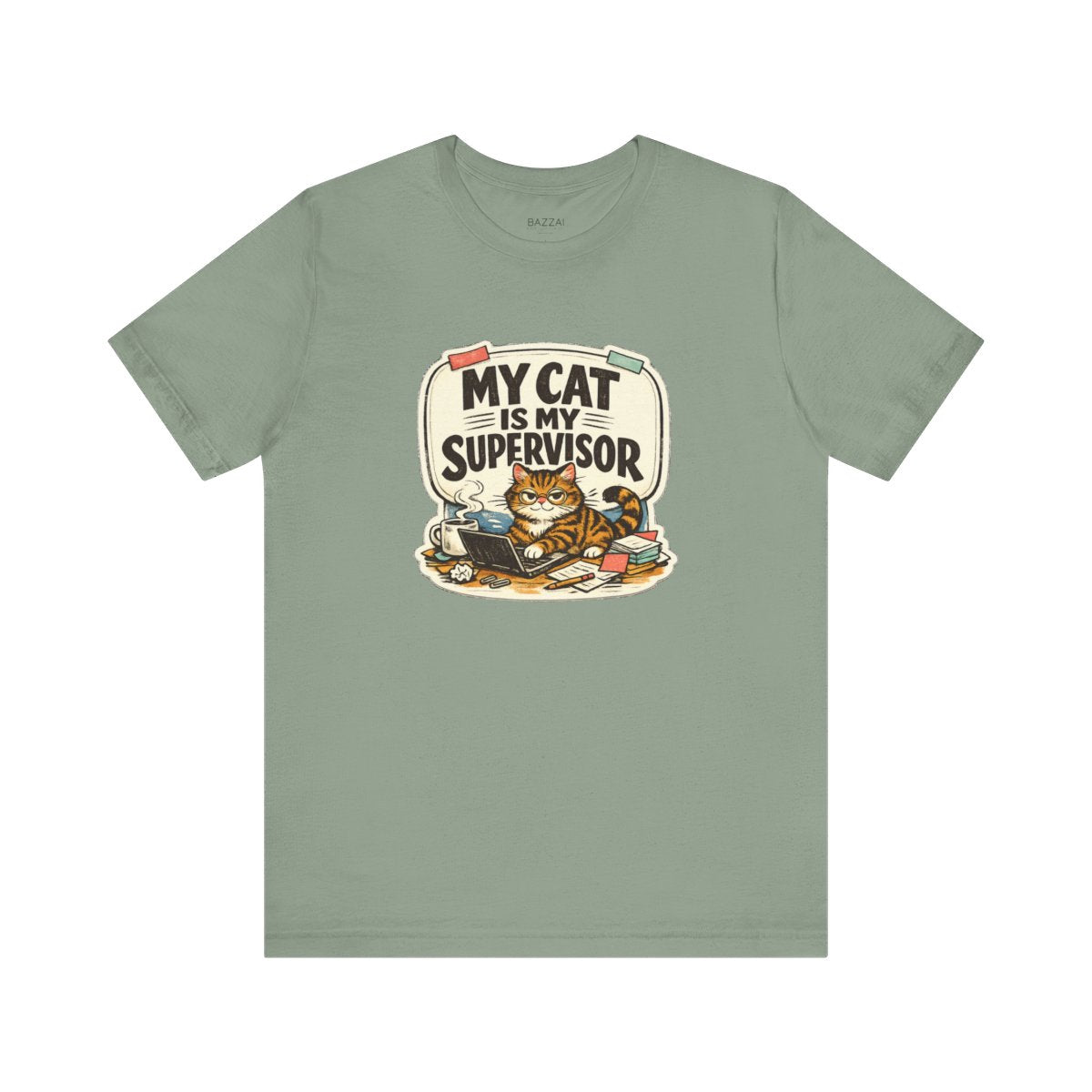 Work from Home Cat T-Shirt — My Cat Is My Supervisor — t-shirt design by Margaux