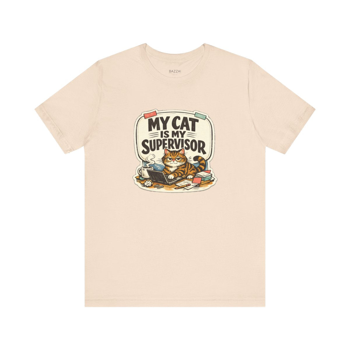 Work from Home Cat T-Shirt — My Cat Is My Supervisor — t-shirt design by Margaux