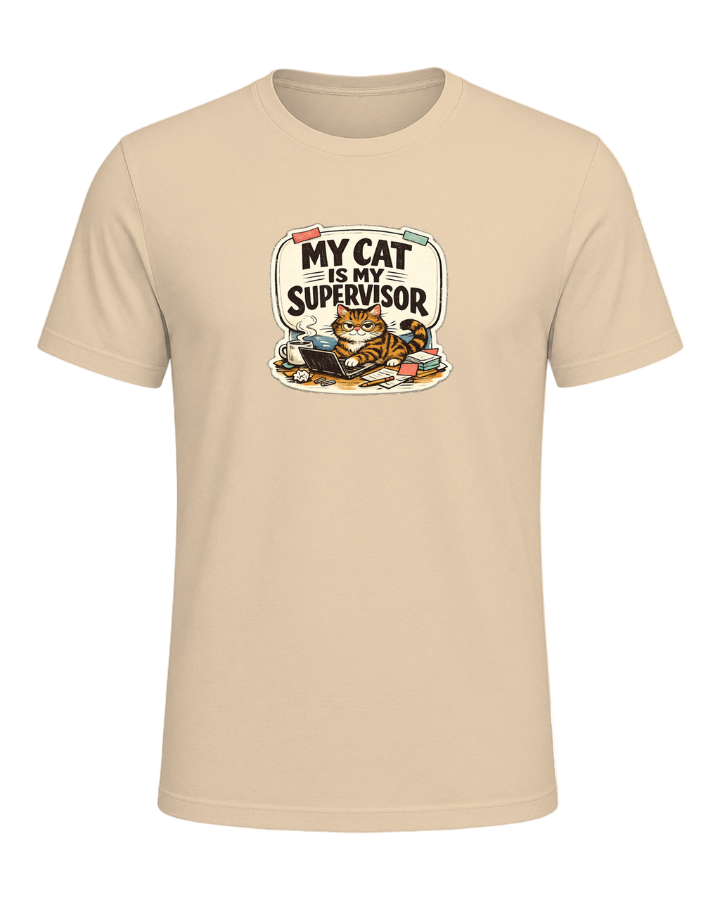 My Cat Is My Supervisor Tee — Soft Cream