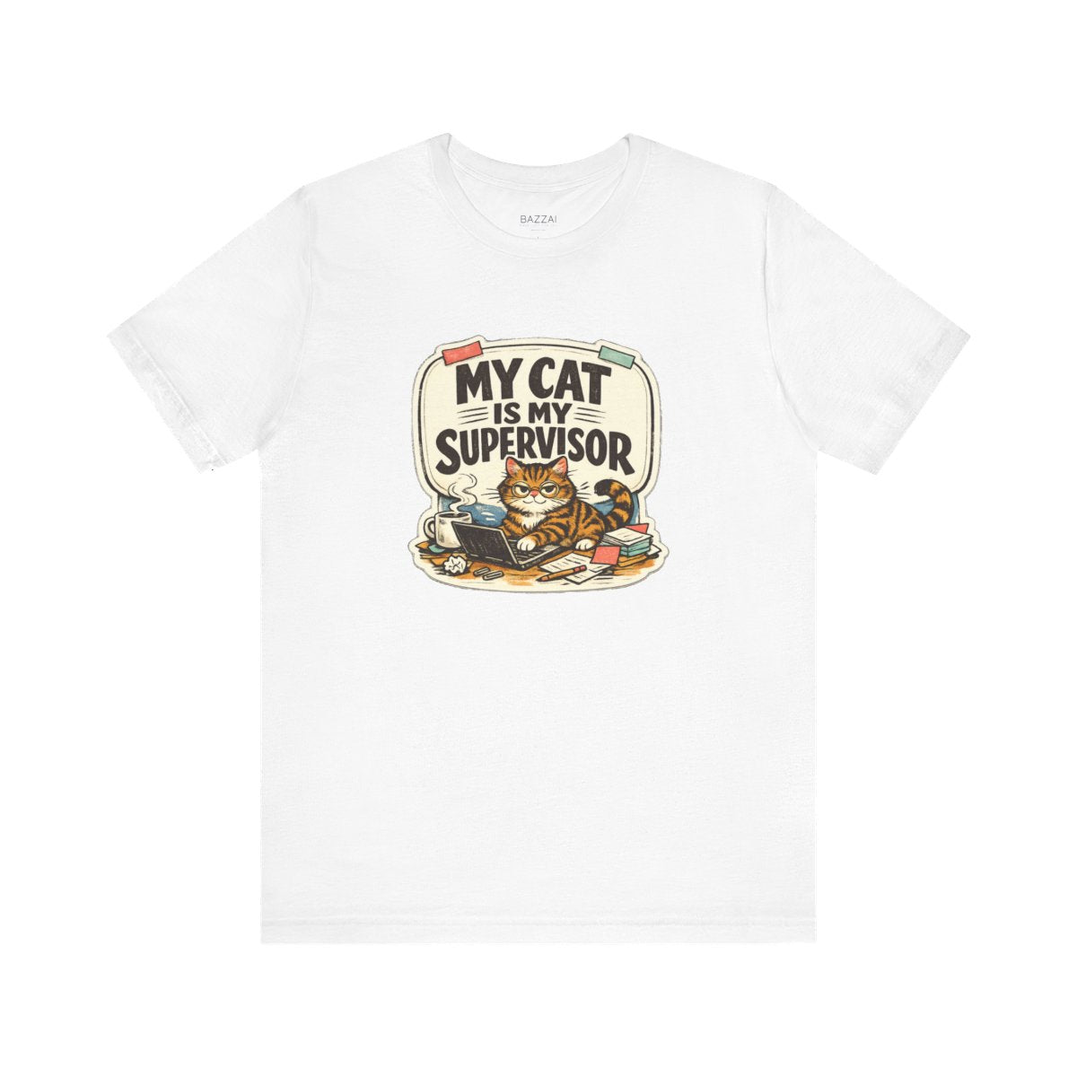 Work from Home Cat T-Shirt — My Cat Is My Supervisor — t-shirt design by Margaux