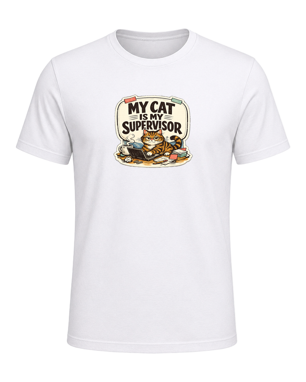 My Cat Is My Supervisor Tee — White