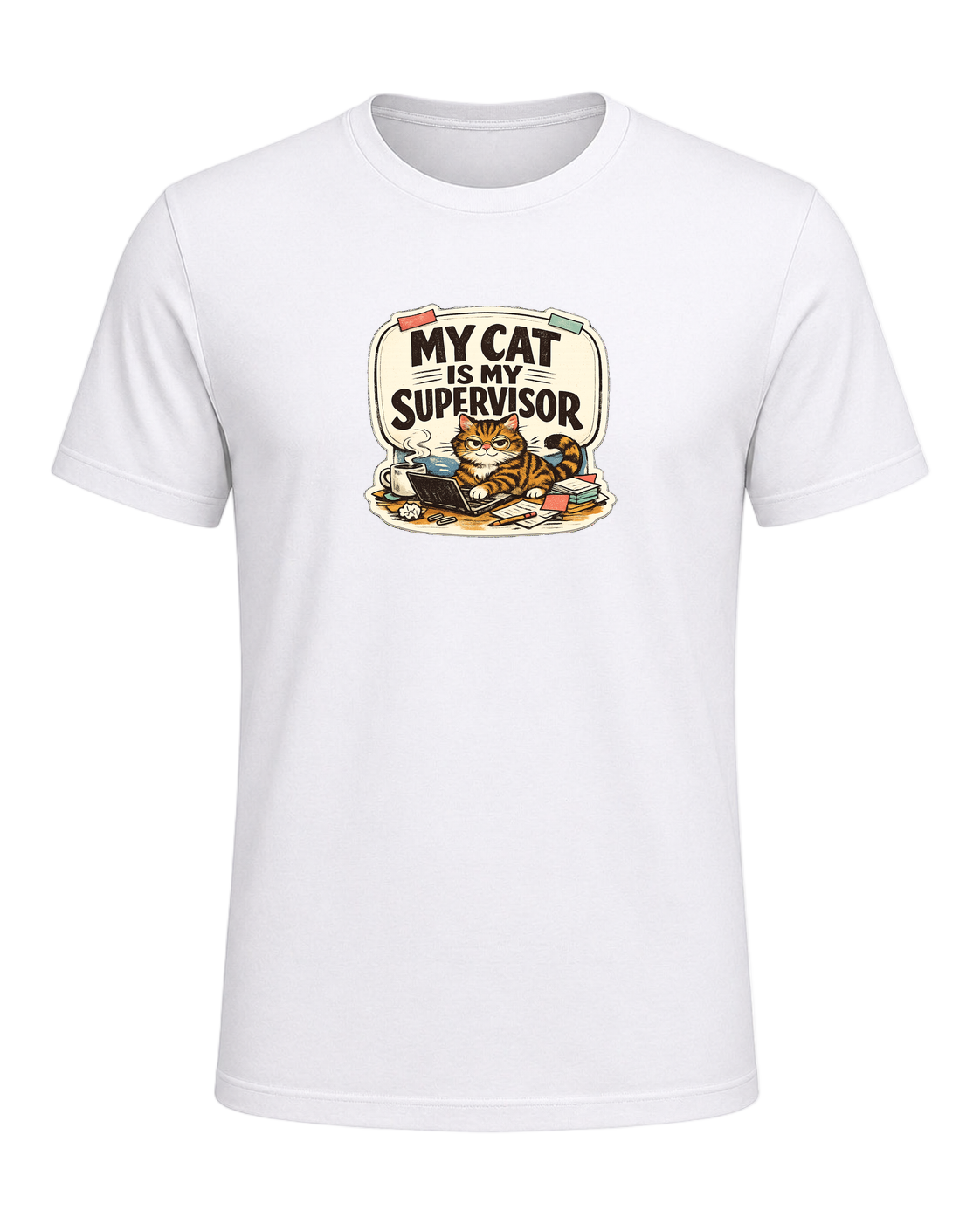 My Cat Is My Supervisor Tee — White