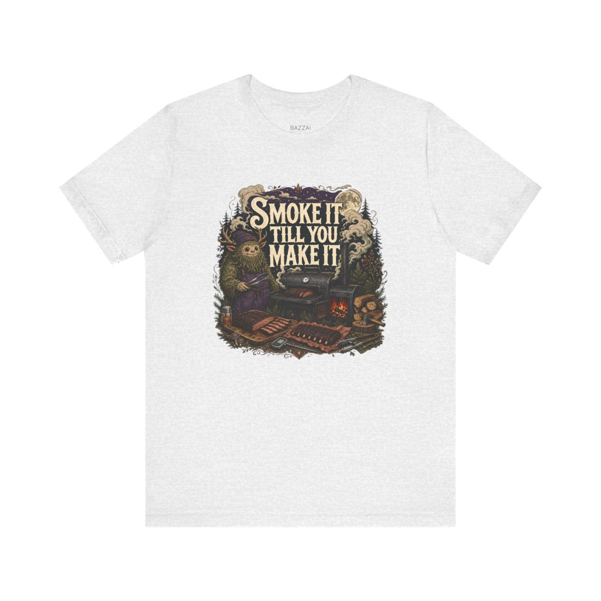 BBQ Humor T-Shirt — Smoke It Till You Make It — t-shirt design