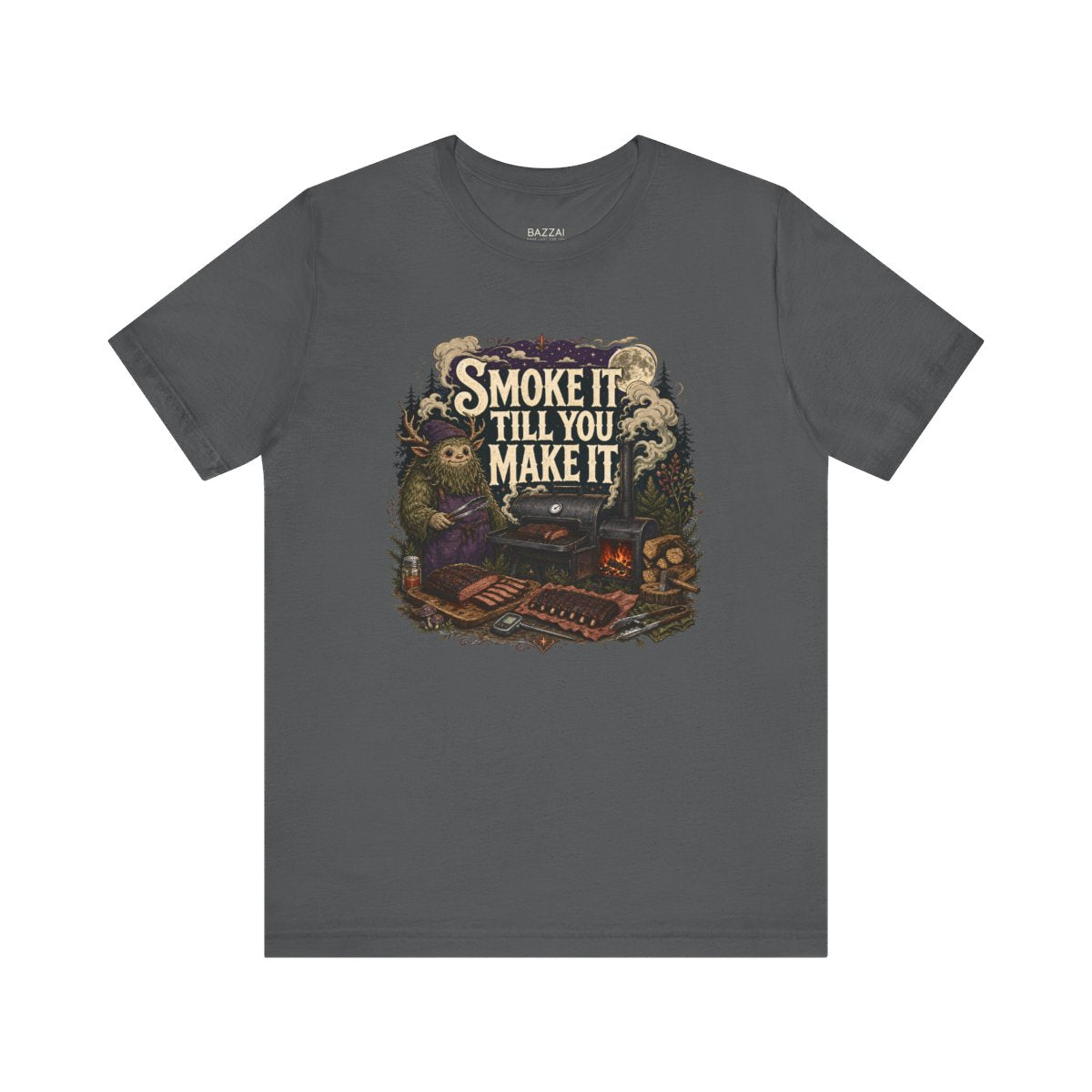 BBQ Humor T-Shirt — Smoke It Till You Make It — t-shirt design