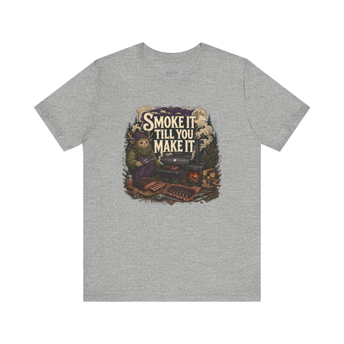 BBQ Humor T-Shirt — Smoke It Till You Make It — t-shirt design