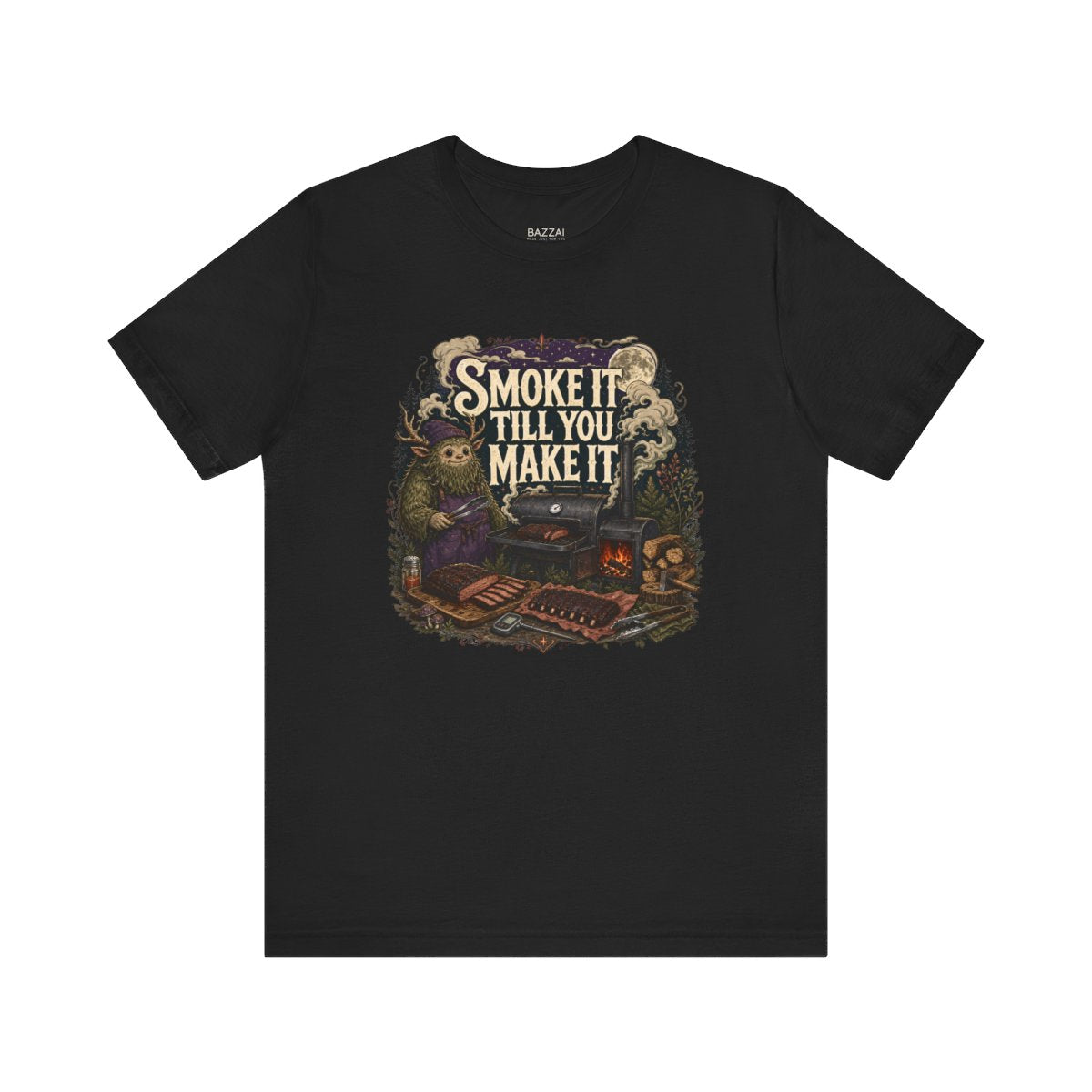 BBQ Humor T-Shirt — Smoke It Till You Make It — t-shirt design