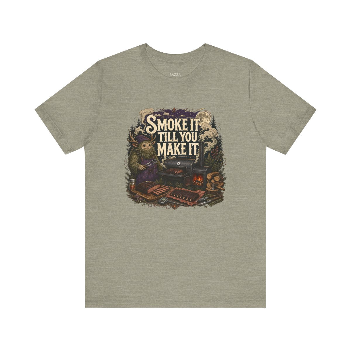 BBQ Humor T-Shirt — Smoke It Till You Make It — t-shirt design