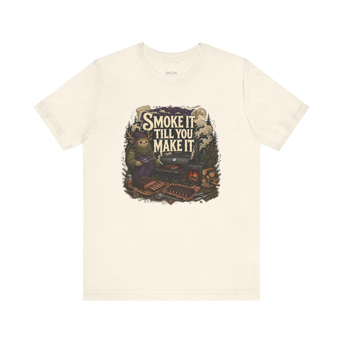 BBQ Humor T-Shirt — Smoke It Till You Make It — t-shirt design