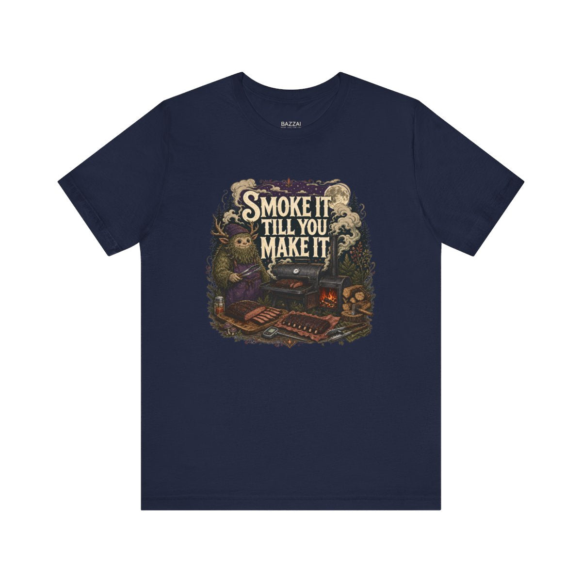 BBQ Humor T-Shirt — Smoke It Till You Make It — t-shirt design