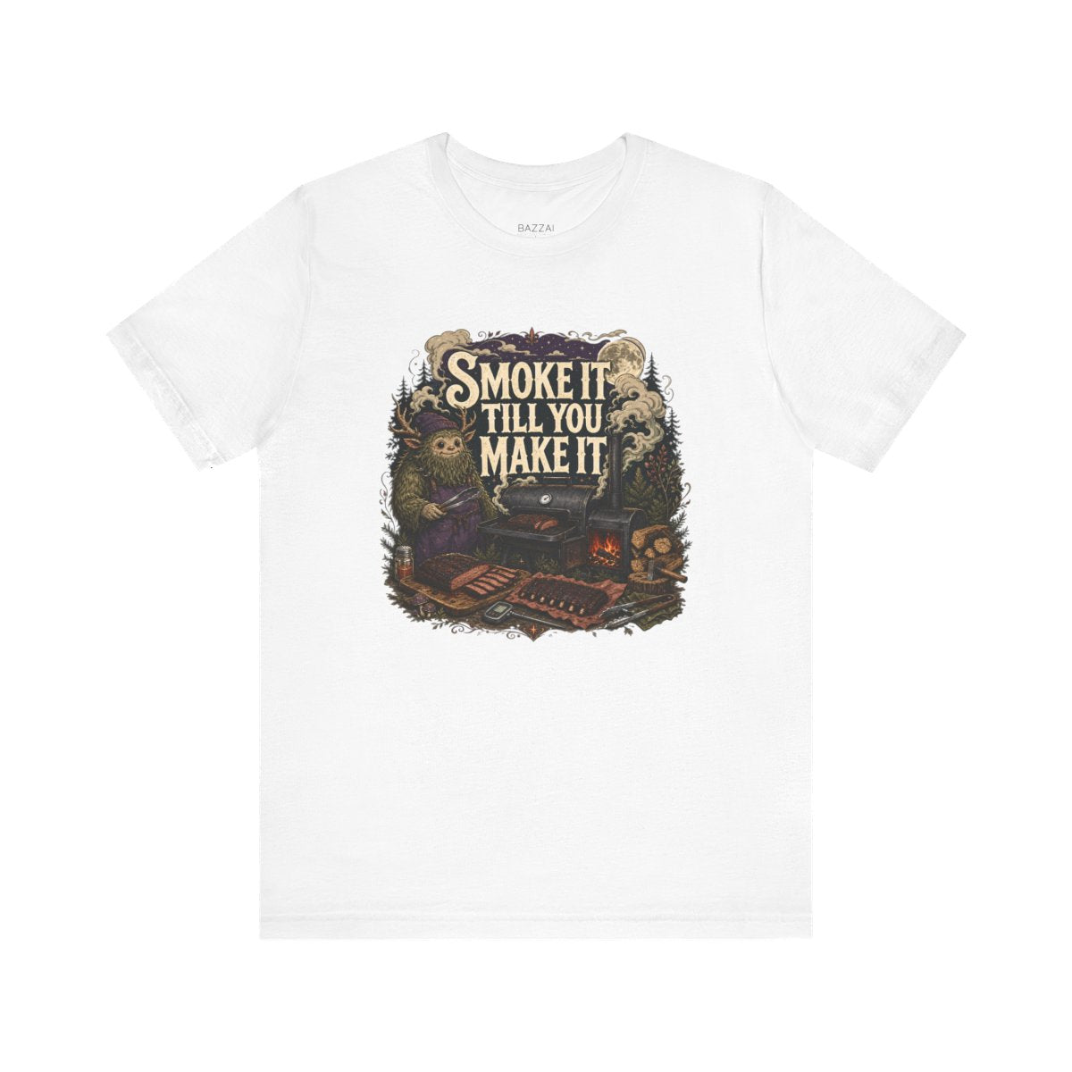 BBQ Humor T-Shirt — Smoke It Till You Make It — t-shirt design