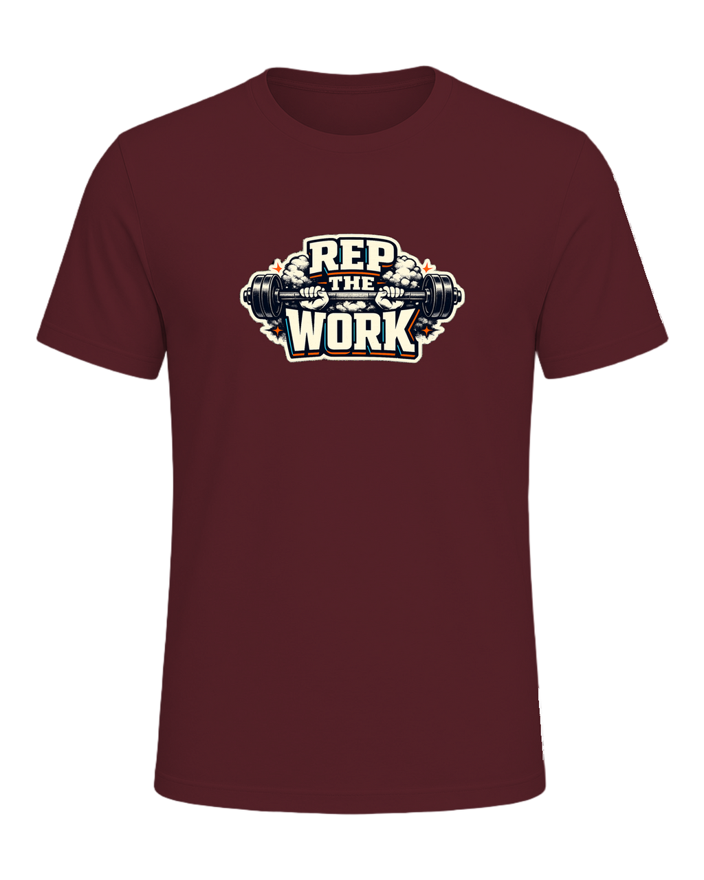 A bold barbell gym tee for lifters who believe the reps are the whole point. — Maroon