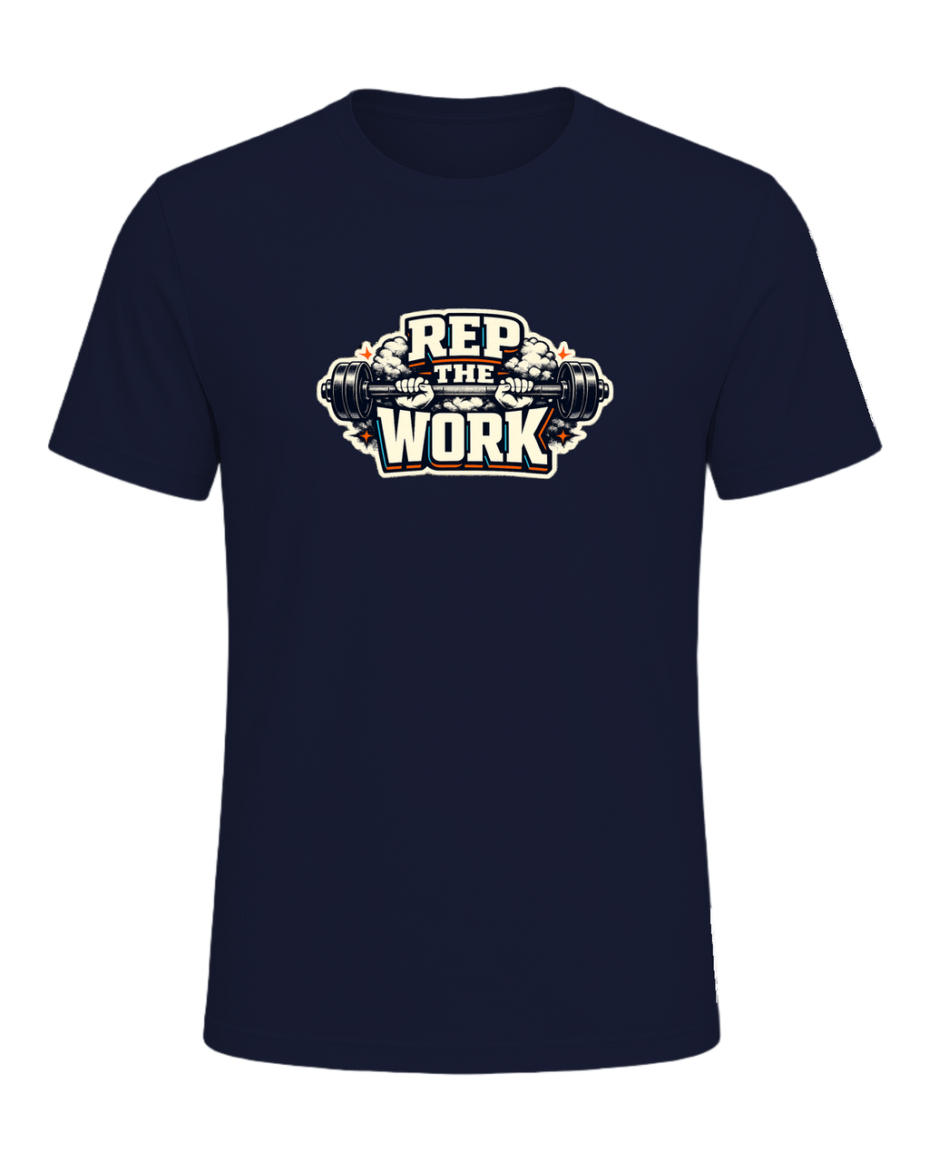 A bold barbell gym tee for lifters who believe the reps are the whole point. — Navy