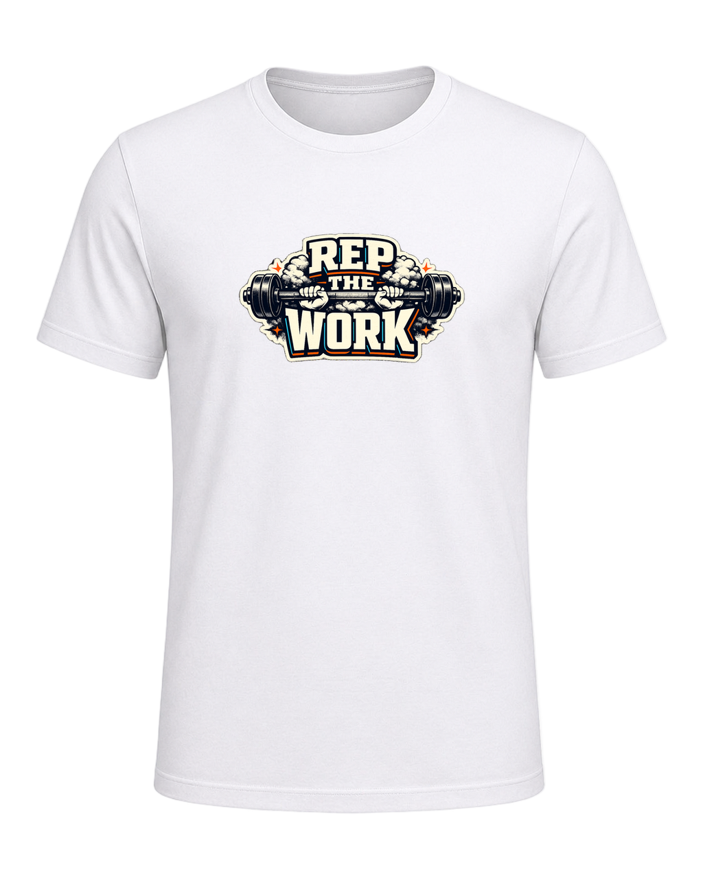 A bold barbell gym tee for lifters who believe the reps are the whole point. — White