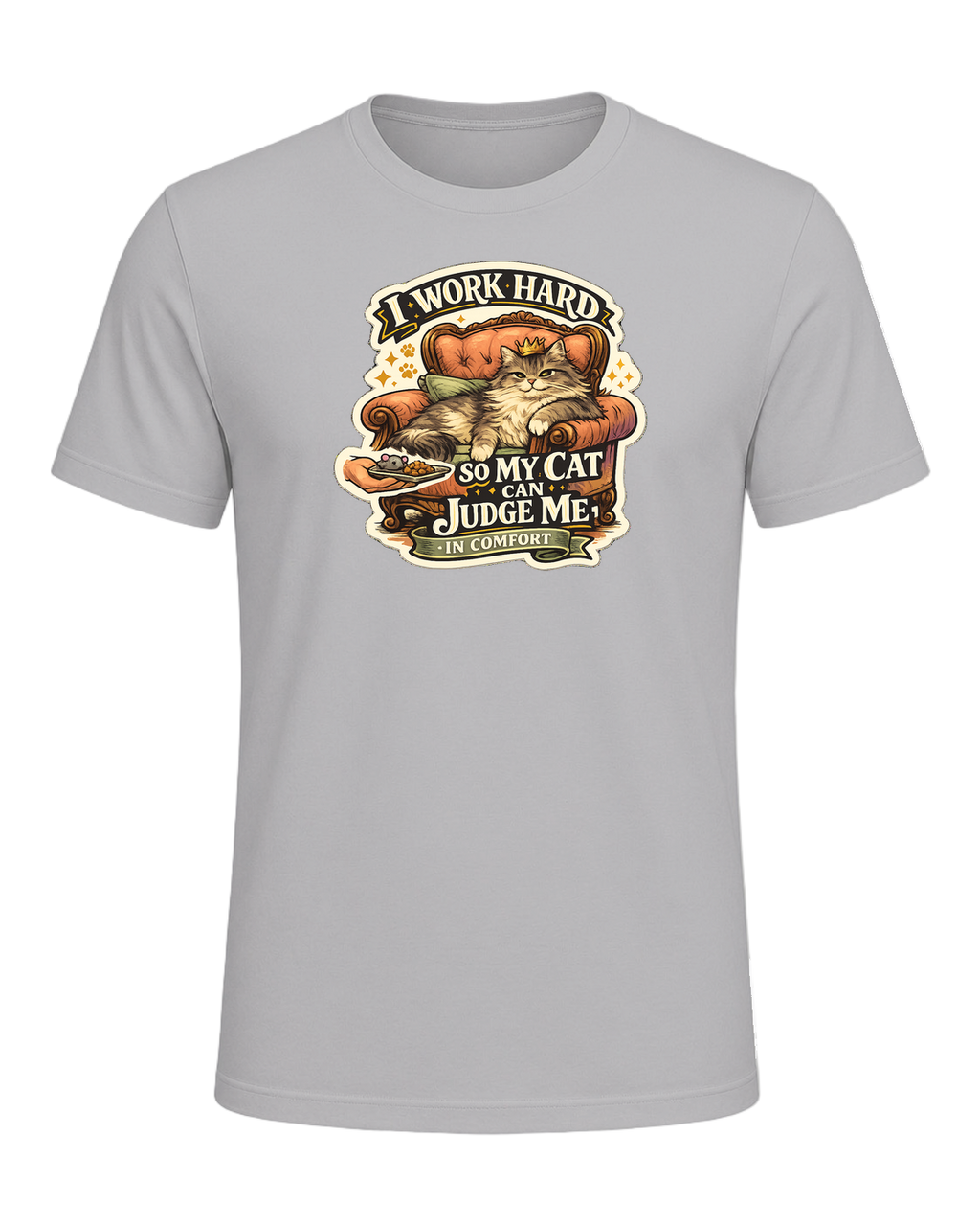 I Work Hard So My Cat Can Judge Me In Comfort Tee — Athletic Heather