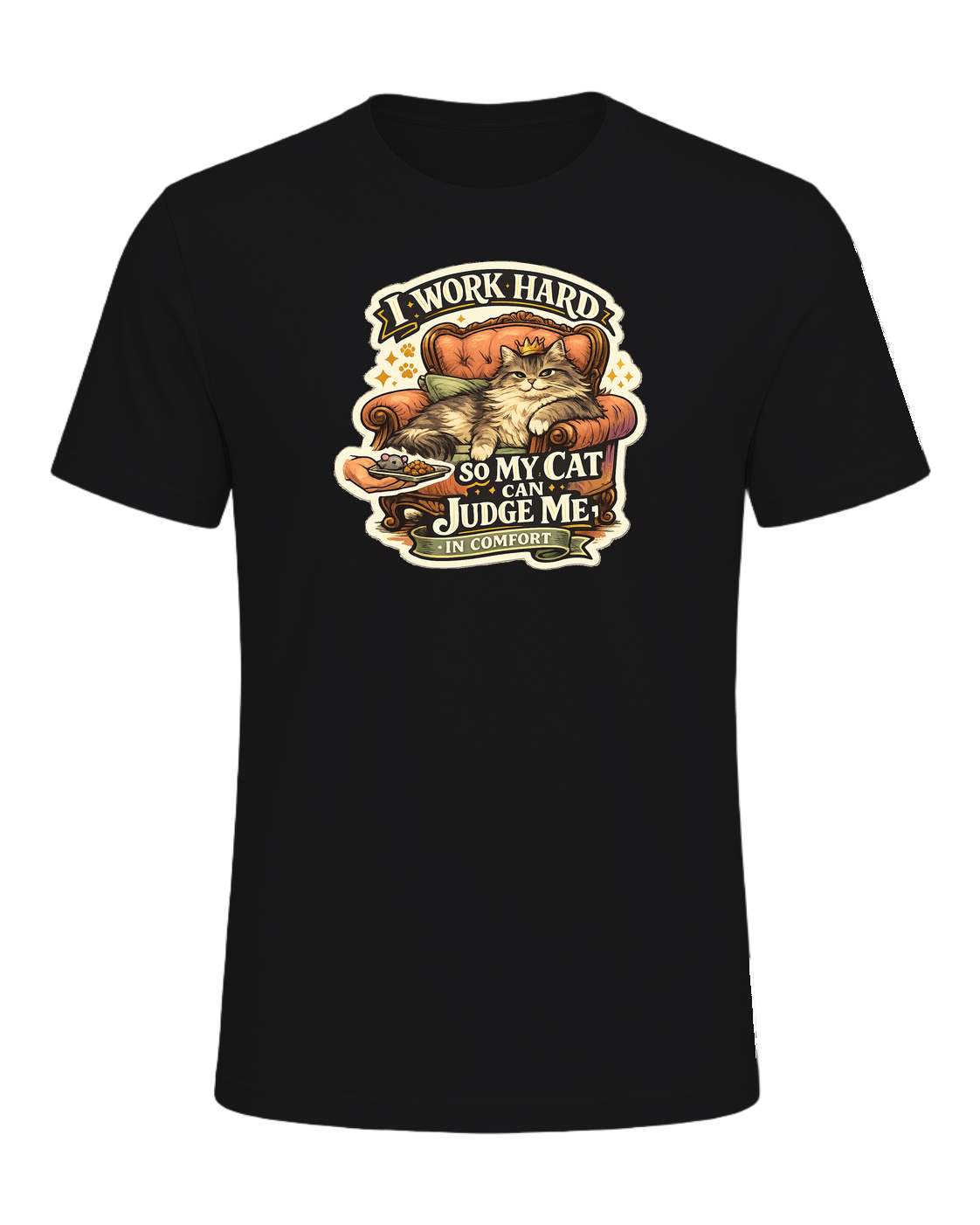 I Work Hard So My Cat Can Judge Me In Comfort Tee — Dark Grey Heather