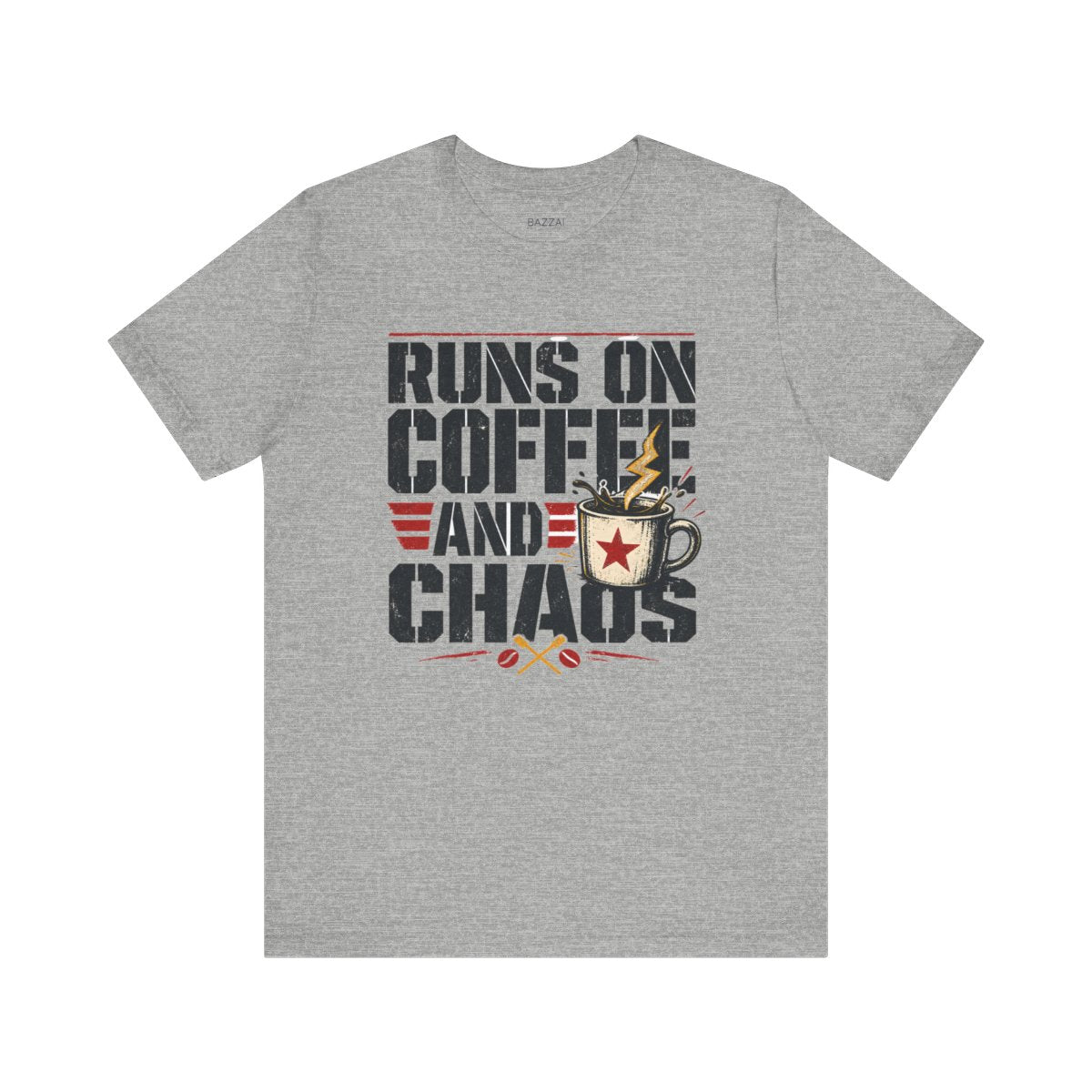 Funny Caffeine T-Shirt — Runs on Coffee and Chaos — coffees t-shirt design