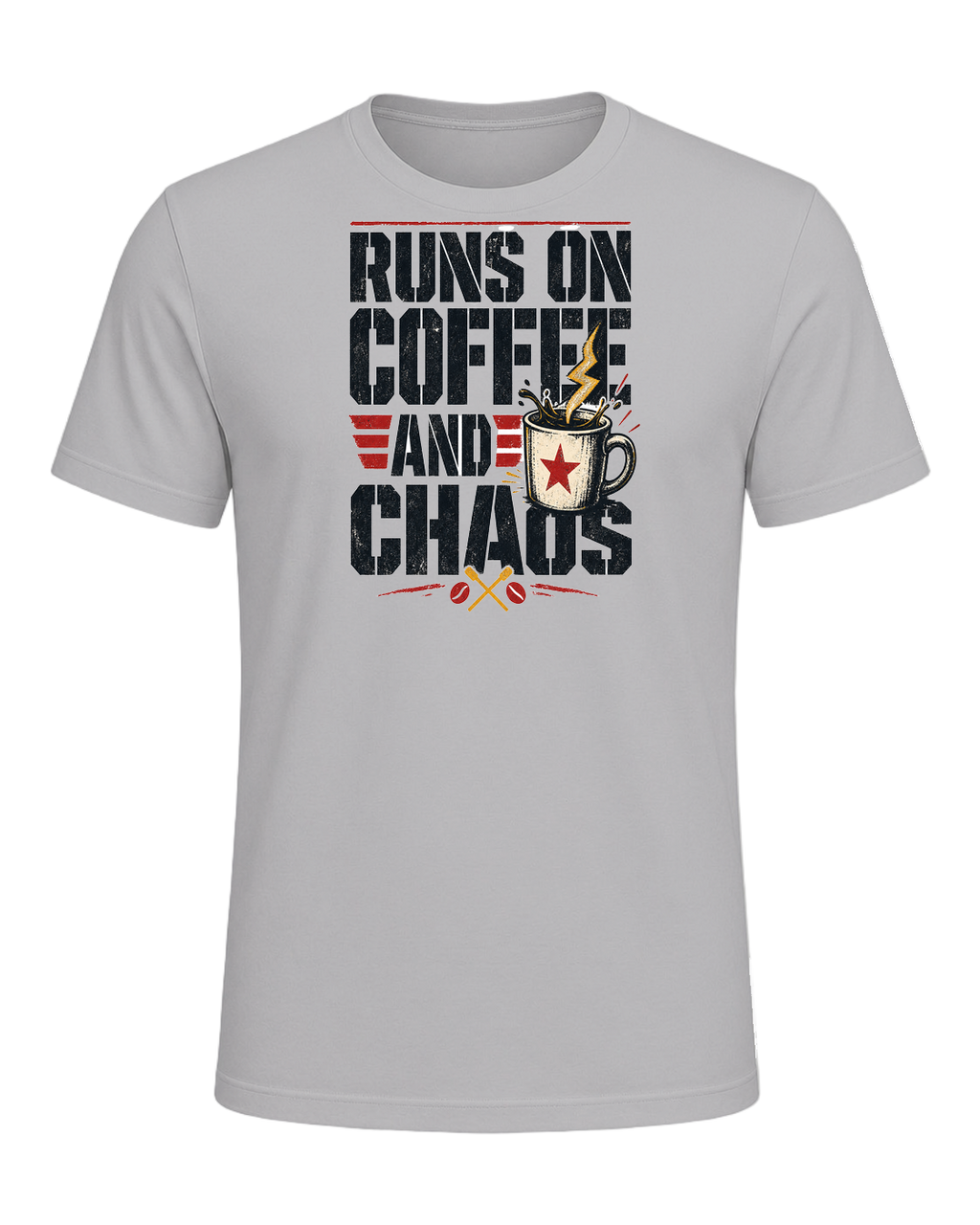 RUNS ON COFFEE AND CHAOS — Athletic Heather
