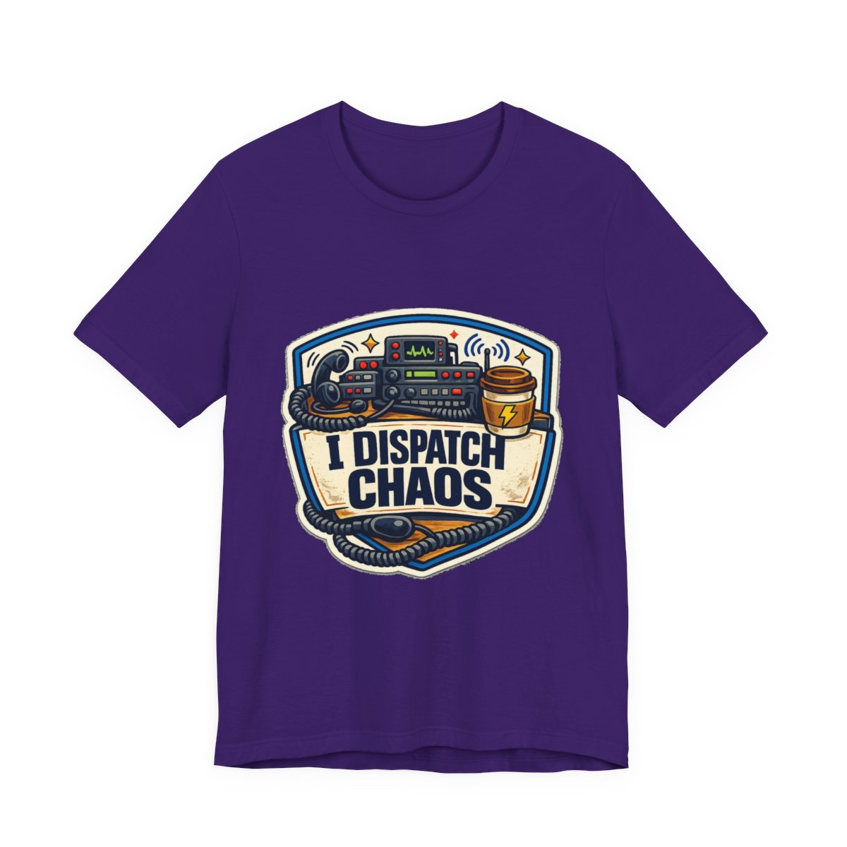 A funny emergency dispatcher tee for the calm voice behind every chaotic shift. — Team Purple