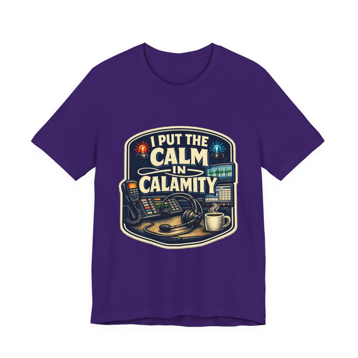 A funny 911 dispatcher tee for the calm voice in everyone else’s emergency. — Team Purple